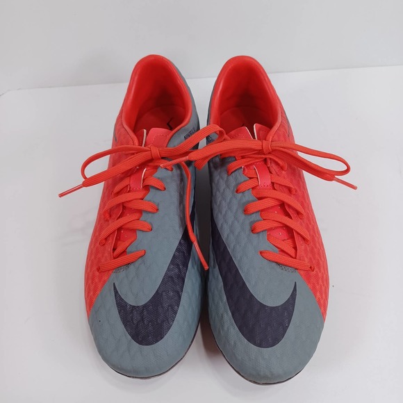 Nike Women's 9 Hypervenom Phelon 3 Soccer Cleats Red Gray NikeSkin - Picture 2 of 9